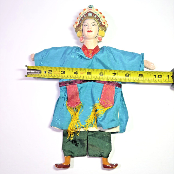 Vintage Chinese Opera Hand Puppet Porcelain Paper Mache Painted Thai Bali 12.5" - Picture 11 of 13